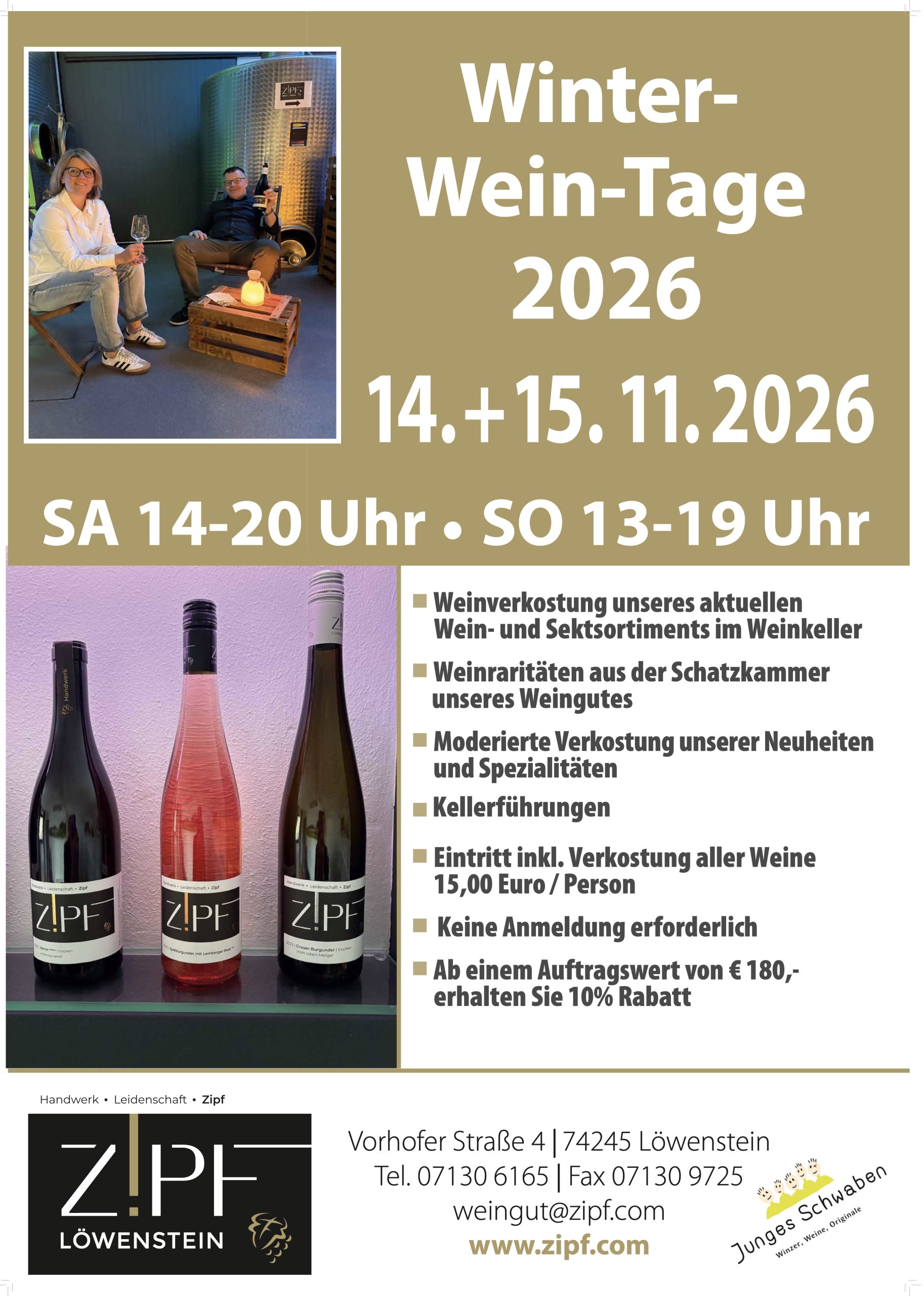 Plakat Winter Wein Tage Weingut Zipf Oktober 2026